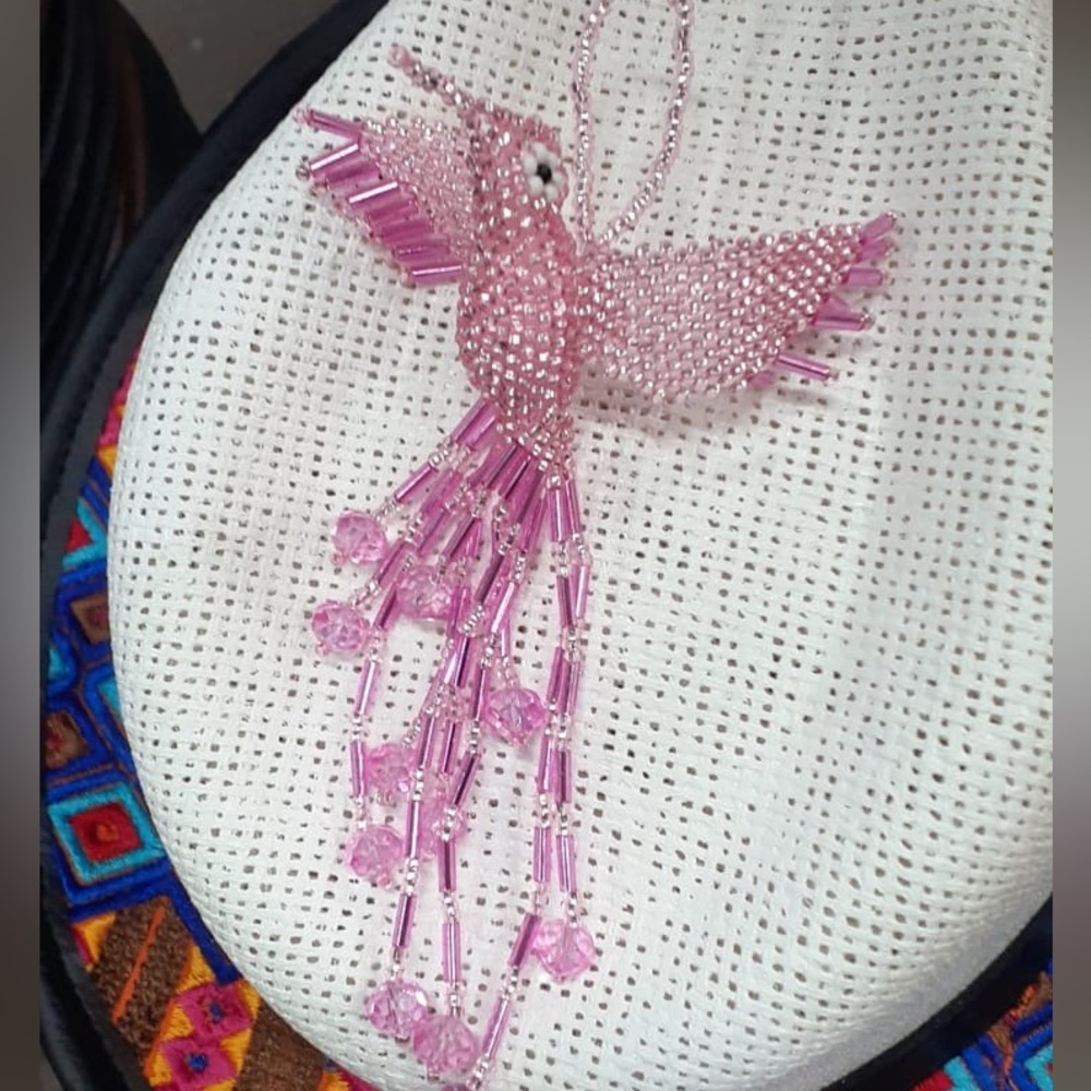 QUETZAL Bird or Hummingbird beaded charm Artisan made 5 inch long Guatemala - Picture 6 of 11
